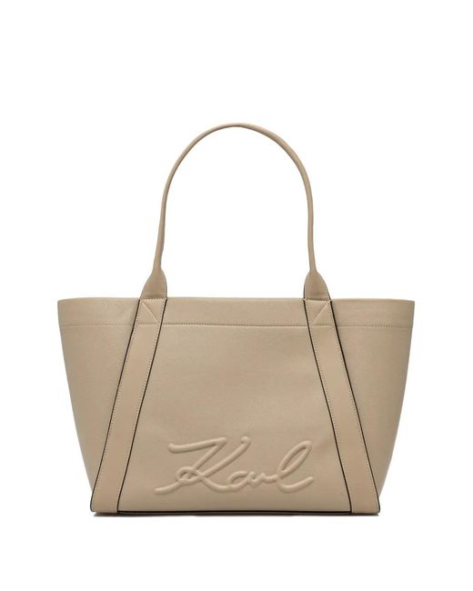 Karl Lagerfeld Natural Signature-Embossed Tote Bag