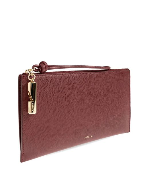 Furla Purple Iride Grained Leather Clutch Bag