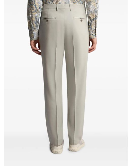 Etro Gray Wool Trousers With Pleats for men