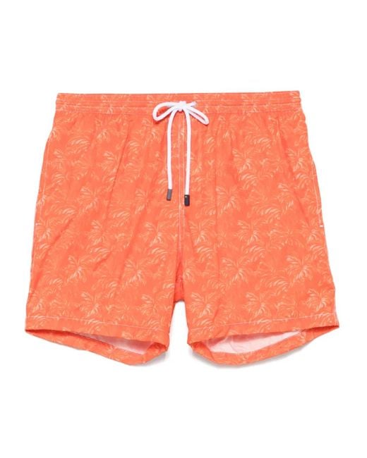 Barba Napoli Orange Short De Bain À Imprimé Palmier for men