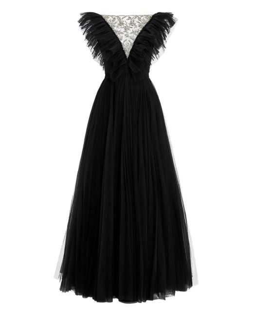 Jenny Packham Black Verziertes Maxikleid aus Tüll