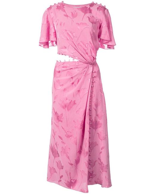 Prabal Gurung Pink Flutter Sleeve Side Cut-out Dress