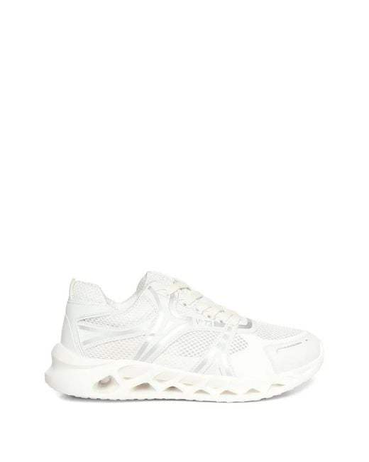 V73 White Alene Mesh-Panel Metallic-Effect Sneakers