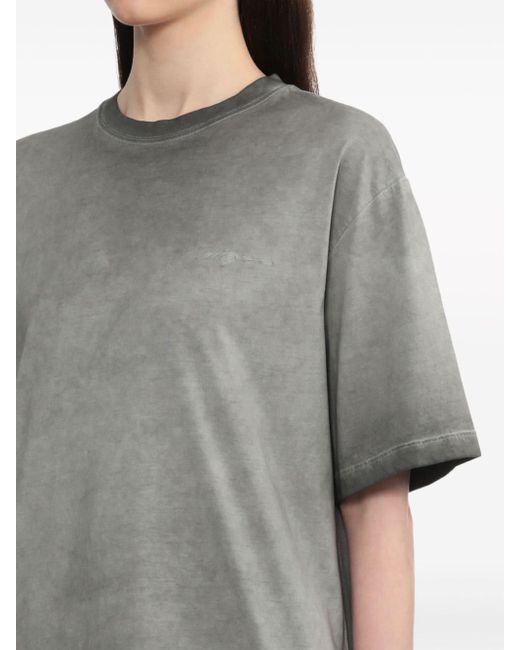 T-shirt en coton à logo brodé MSGM en coloris Gray