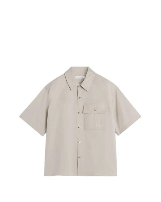 Maison Kitsuné White Logo-Embroidered Short-Sleeve Shirt for men