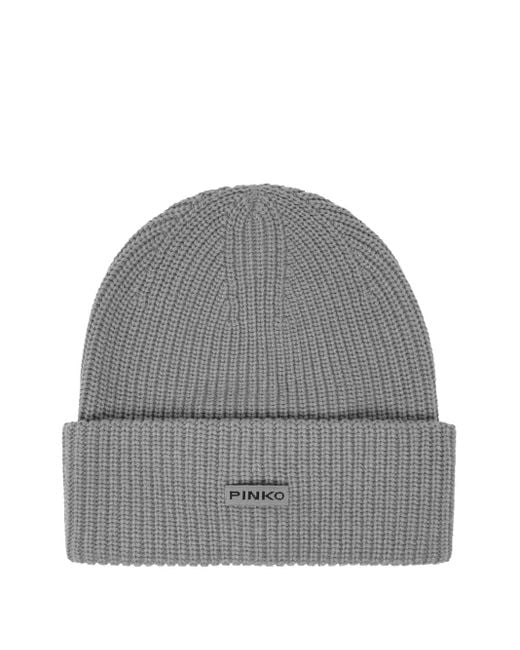 Pinko リブニット ビーニー Gray
