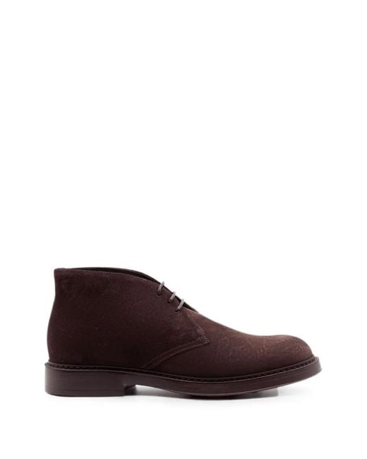 Doucal's Brown Lace-Up Suede Ankle Boots for men