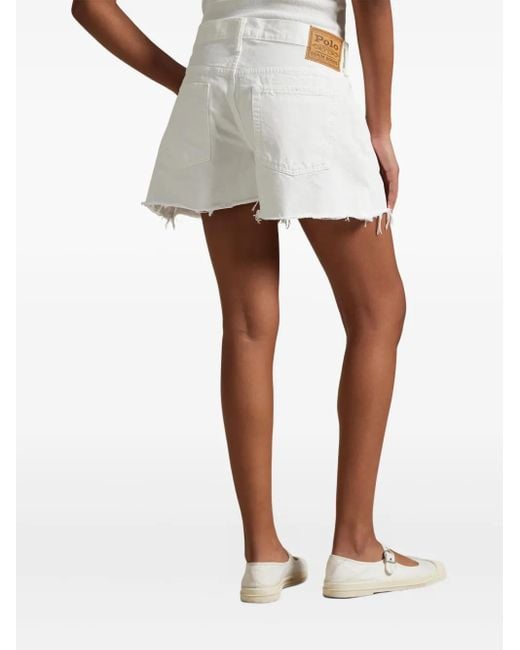 Polo Ralph Lauren White Frayed Denim Shorts