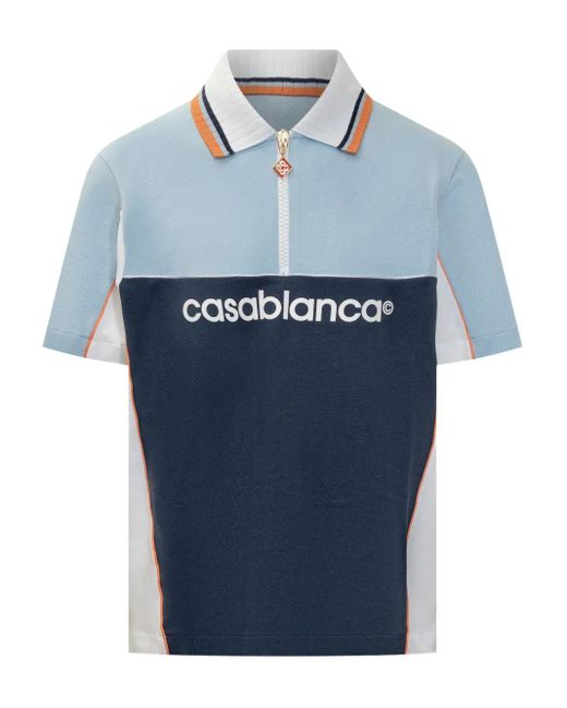 Polo Con Zip E Design Color-Block di Casablanca in Blue da Uomo