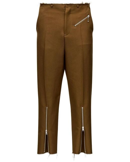 MM6 by Maison Margiela Natural Zip-Detail Tapered Trousers for men
