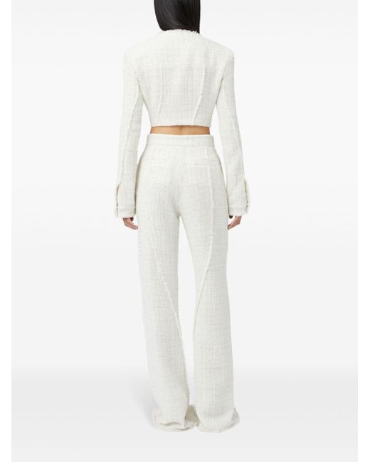 Gcds White Sequin-embellished Tweed Trousers