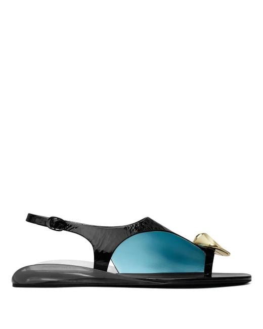 Tory Burch Blue Architectural Slingback Thong Sandals
