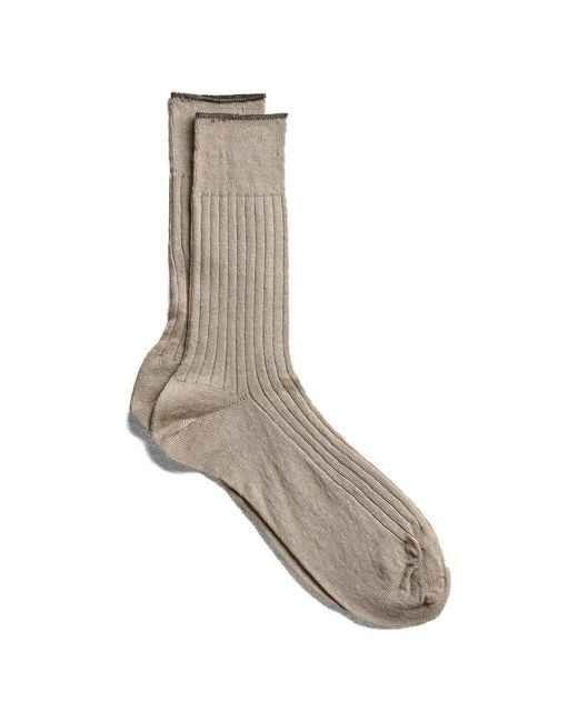 yahae White Ribbed-Knit Socks