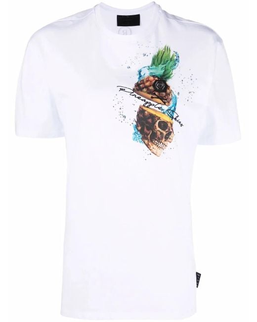 Philipp Plein White Pineapple Skies T-Shirt