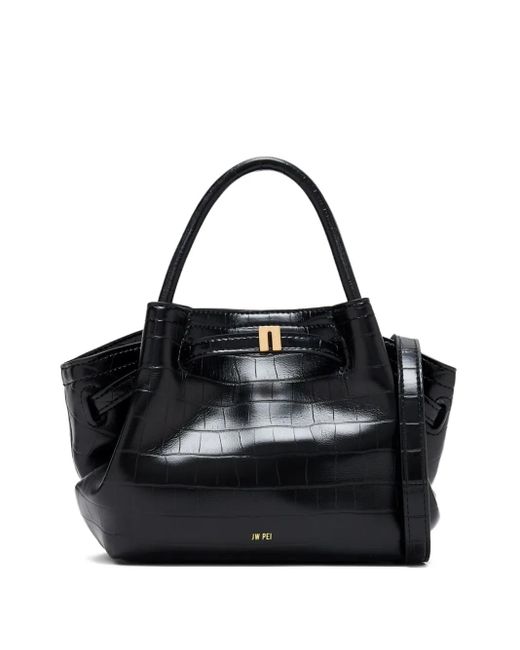 JW PEI Black Hana Croc-Effect Mini Tote Bag