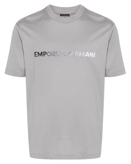 Emporio Armani T-shirt Met Geborduurd Logo in het Gray voor heren