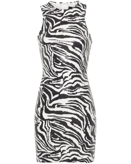 ROTATE BIRGER CHRISTENSEN Black Zebra-Print Sequin Embellished Dress