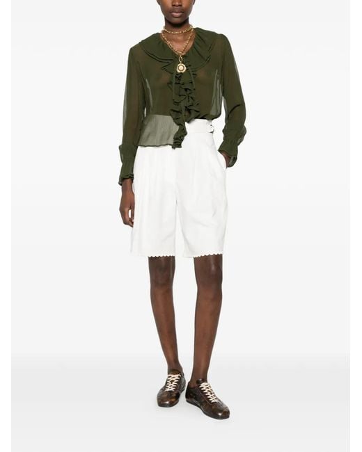 Bode Green Flounce Blouse