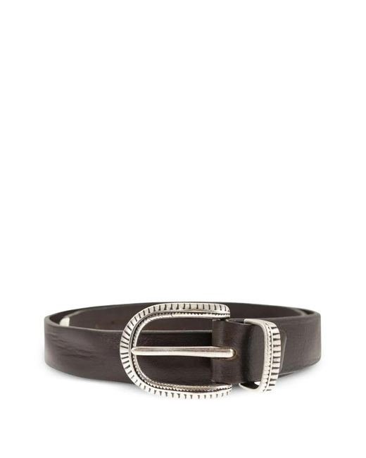 Alberto Luti White Leather Buckle Belt for men