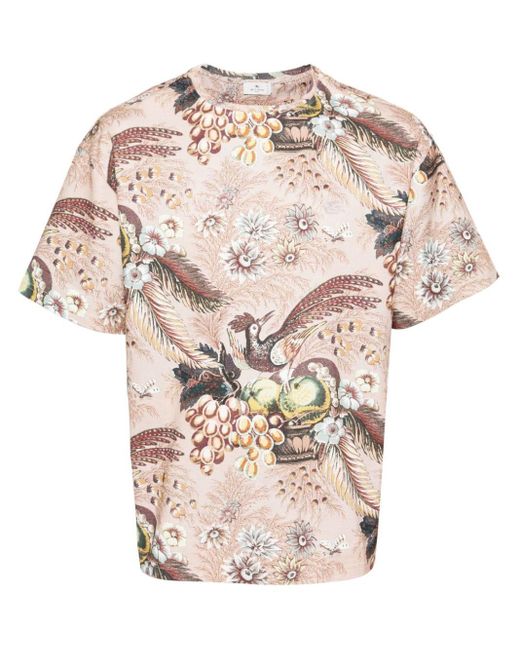 Etro Natural Botanical-print Cotton T-shirt for men