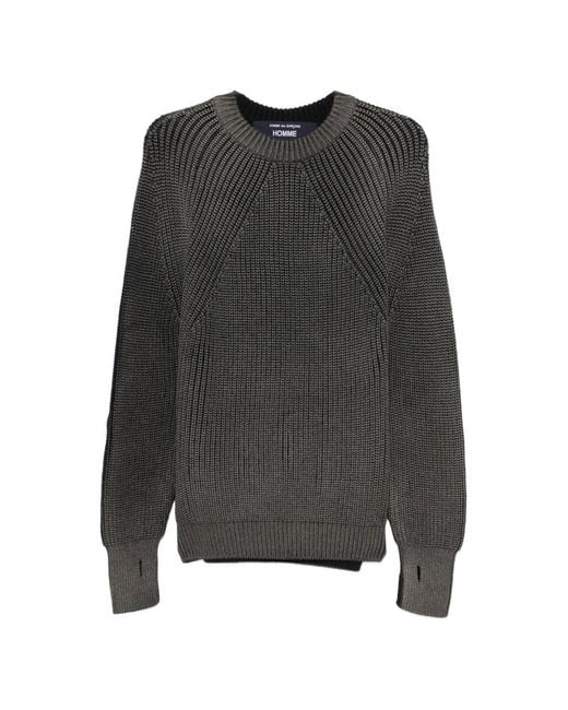 Comme des Garçons Gray Ribbed-Knit Raglan-Sleeve Sweater for men