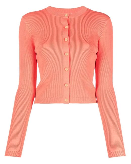 Ralph Lauren Pink Button-Up Rib-Knit Cardigan