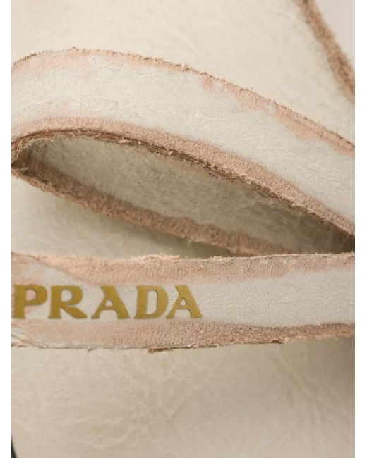 Prada White Bow-Embellished Leather Ballet Flats