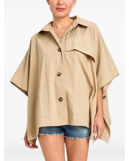 Twinset Natural Trench-Style Gabardine Poncho