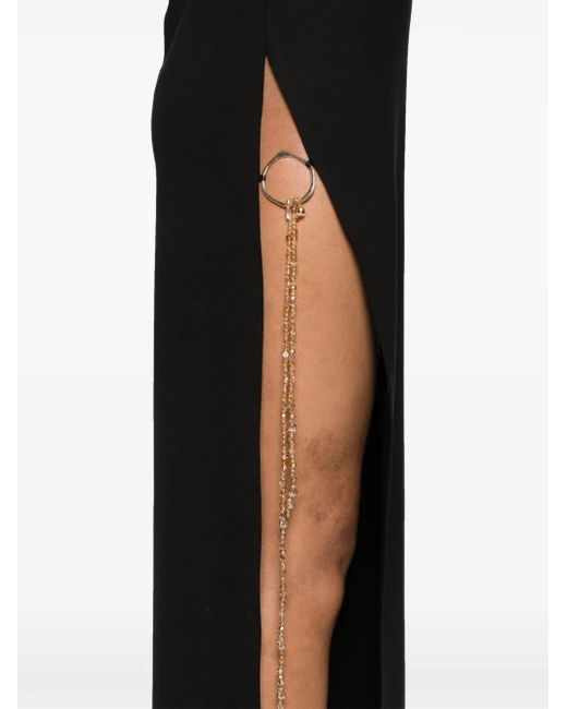 Atu Body Couture Black Metallic-Ring Maxi Dress