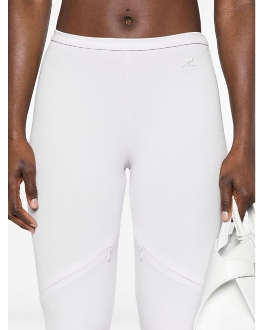 Courreges White Logo-appliqué Bootcut Trousers - Women's - Elastane/viscose