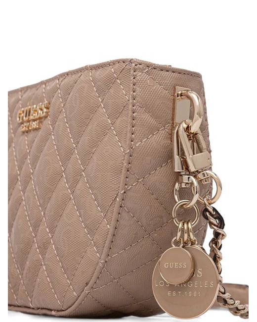 Guess Brown Isemay Quilted Satchel