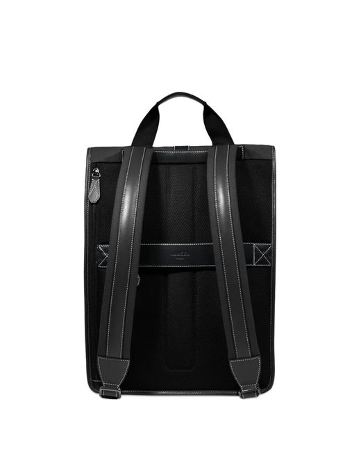 Lancel Black Roll-Top Leather-Trimmed Backpack for men