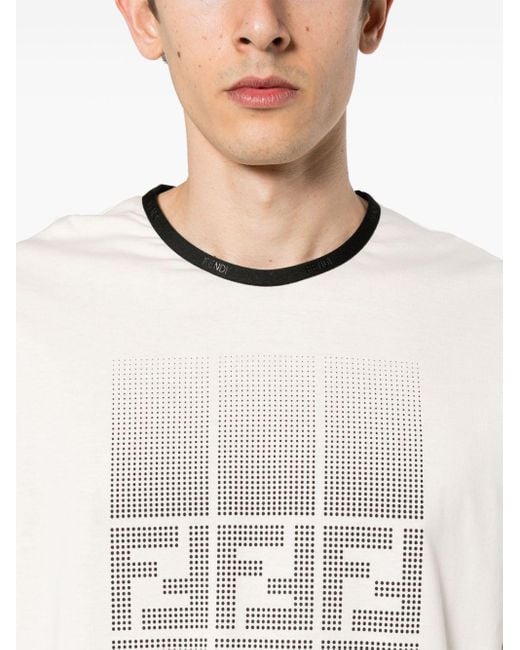 T-shirt en coton à motif FF Fendi pour homme en coloris White