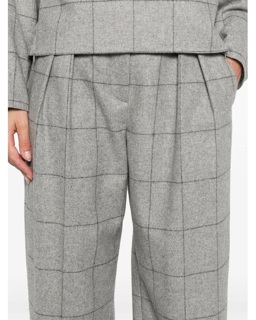 Emporio Armani Gray Checkered Design Pleated Trousers For