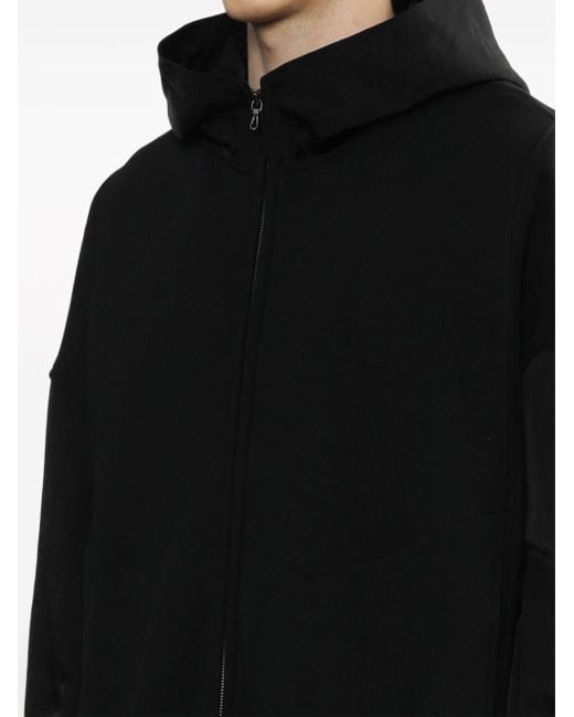 Julius Black Hooded Drop-shoulder Coat for men