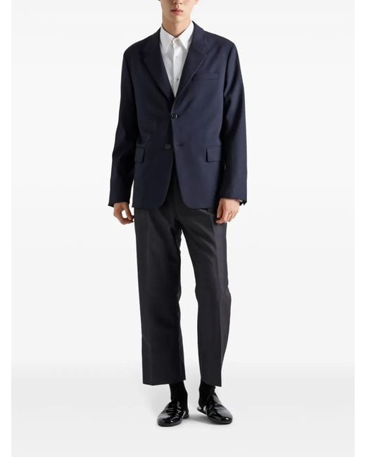 Prada Blue Single-Breasted Blazer for men