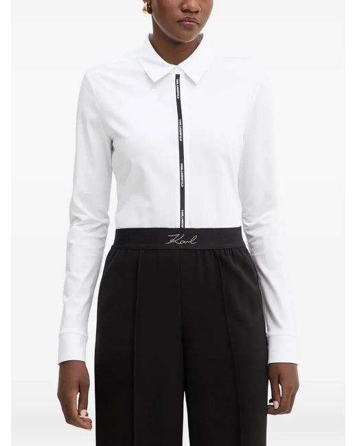 Karl Lagerfeld White Logo-Tape Shirt