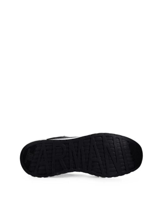 ARMANI EXCHANGE Black Perforated Panelled Sneakers for men