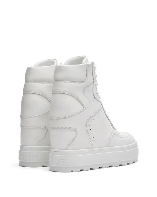 Casadei White High-Top Leather Sneakers