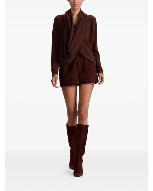 Alice + Olivia Brown Jules Cashmere Draped Pullover
