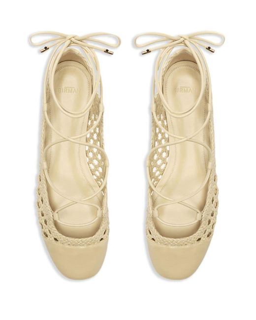 Alexandre Birman Natural Ballerina Tresse Woven Leather Lace-up Ballerina Shoes