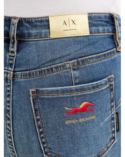 ARMANI EXCHANGE Blue Logo-Embroidery Jeans