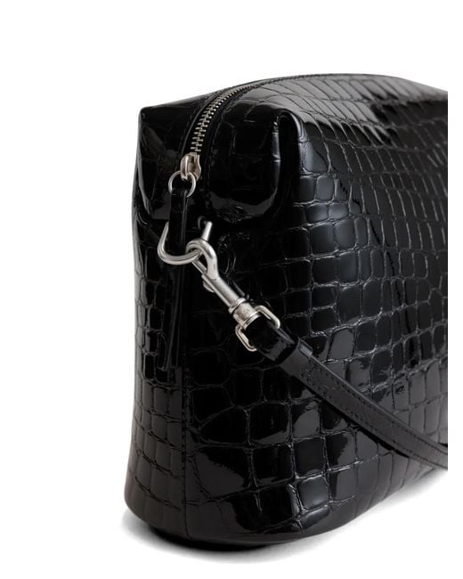 Yu Mei Black Sac À Bandoulière Ch'Lita En Cuir À Effet Peau De Crocodile