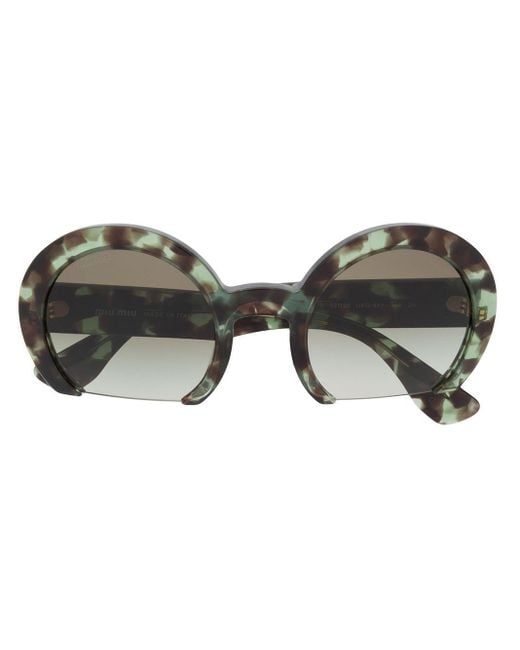 Miu Miu Green Cut-off Round Sunglasses