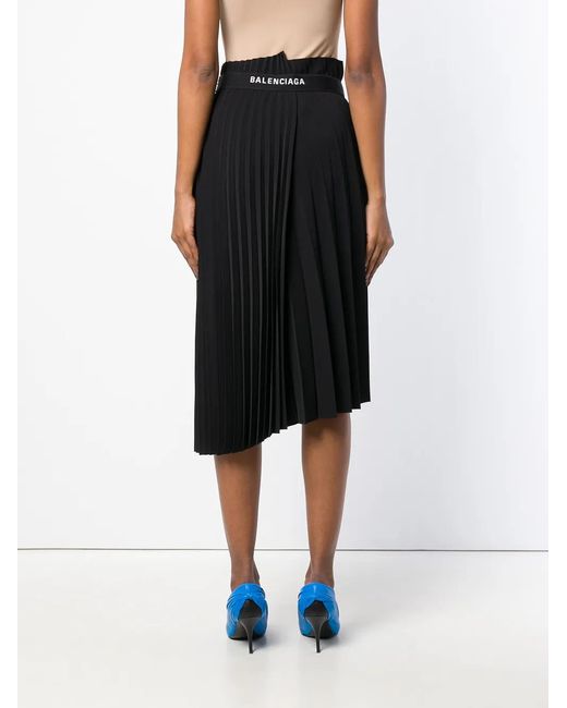 Balenciaga Black Fancy Pleated Asymmetric Skirt