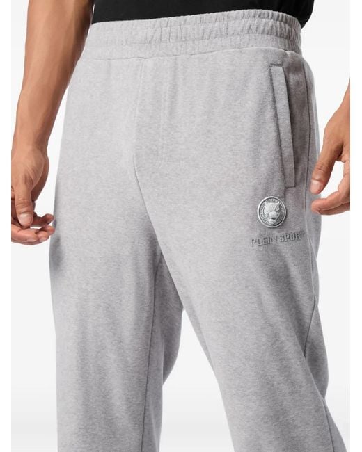 Philipp Plein Gray Logo-Patch Elasticated-Cuff Joggers for men