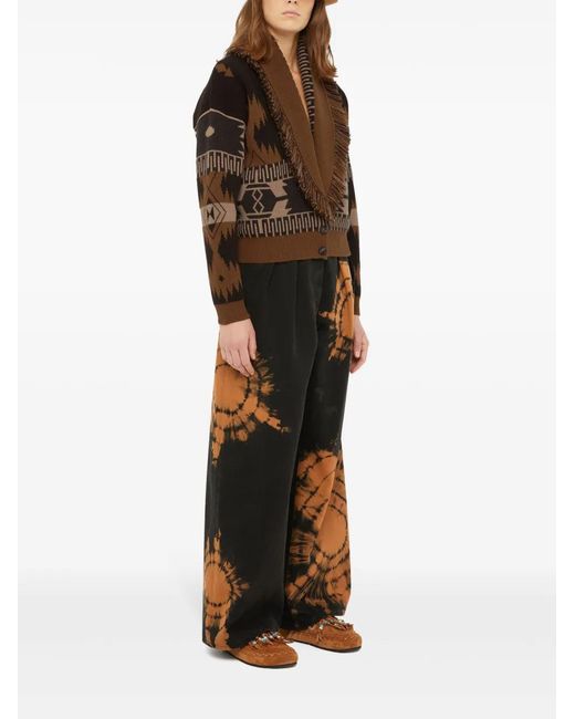 Alanui Brown Patterned-Jacquard Cardigan