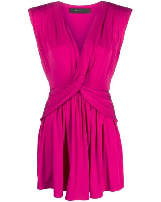 FEDERICA TOSI Pink Knot-Detail V-Neck Dress
