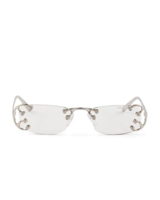 Prada Metallic Runway Embellished Rimless Sunglasses