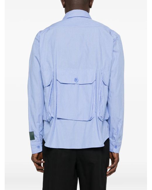 Reese Cooper Blue Striped Cotton Shirt for men